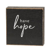 Inspirational Hope Words Black Wooden Square Block  (6 Count Assortment)