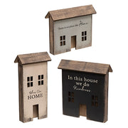 Home Sentiment Primitive Wooden House Sitter  (3 Count Assortment)