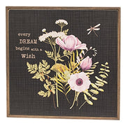 Dream & Wish Floral Sign - 12" Sq.  (2 Count Assortment)