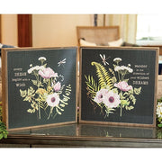 Dream & Wish Floral Sign - 12" Sq.  (2 Count Assortment)
