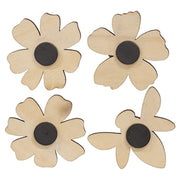 Flowers & Bee Wooden Magnets (Set of 4)