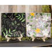 Spring Flower & Vine Square Plate  (2 Count Assortment)