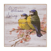 Welcome Spring Bluebird Square Block  (3 Count Assortment)