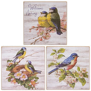 Welcome Spring Bluebird Square Block  (3 Count Assortment)