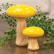 White Dotted Yellow Wood Mushrooms (Set of 2)