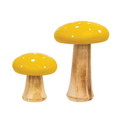 White Dotted Yellow Wood Mushrooms (Set of 2)