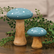 White Dotted Blue Wood Mushrooms (Set of 2)