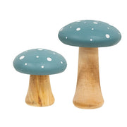 White Dotted Blue Wood Mushrooms (Set of 2)