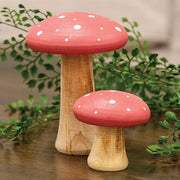 White Dotted Coral Wood Mushrooms (Set of 2)