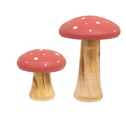 White Dotted Coral Wood Mushrooms (Set of 2)