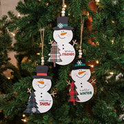 Welcome - Hello - Snow Plaid Christmas Tree Snowman Ornament  (3 Count Assortment)