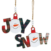 Joy Or Snow Plaid Snowball Ornament  (2 Count Assortment)