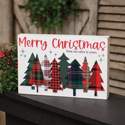 From Our Cabin to Yours Layered Plaid Christmas Tree Box Sign