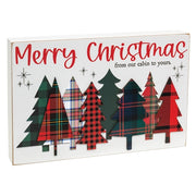 From Our Cabin to Yours Layered Plaid Christmas Tree Box Sign