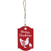 On the Farm Beaded Wooded Red Ornament  (4 Count Assortment)