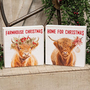 Farmhouse Home Christmas on the Farm Box Sign  (2 Count Assortment)