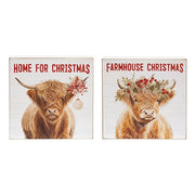 Farmhouse Home Christmas on the Farm Box Sign  (2 Count Assortment)