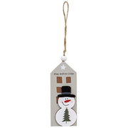 Cozy Snowman Layered Wooden House Ornament  (3 Count Assortment)