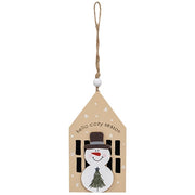 Cozy Snowman Layered Wooden House Ornament  (3 Count Assortment)