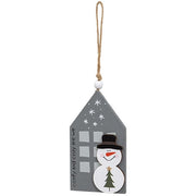 Cozy Snowman Layered Wooden House Ornament  (3 Count Assortment)