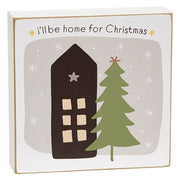 Home For Christmas 4" Square Box Sign  (3 Count Assortment)