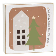 Home For Christmas 4" Square Box Sign  (3 Count Assortment)