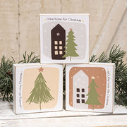 Home For Christmas 4" Square Box Sign  (3 Count Assortment)