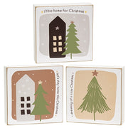 Home For Christmas 4" Square Box Sign  (3 Count Assortment)