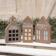 Joyful - Merry - Home Chunky Primitive House Sitter  (3 Count Assortment)
