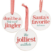 Half-Assed Jingler Round Ornament with Ribbon  (3 Count Assortment)