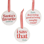 I Saw That Round Ornament with Ribbon  (3 Count Assortment)