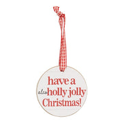 On Santa's Drinking List Round Ornament with Ribbon  (4 Count Assortment)