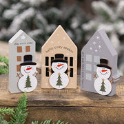 Chunky Wooden Snowman House Sitter  (3 Count Assortment)