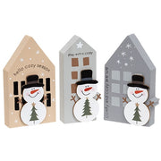 Chunky Wooden Snowman House Sitter  (3 Count Assortment)