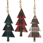 Hope - Love - Joy Plaid Christmas Tree Ornament  (3 Count Assortment)