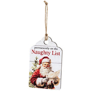 Vintage Santa Naughty or Nice Wooden Tag  (3 Count Assortment)