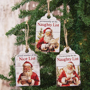 Vintage Santa Naughty or Nice Wooden Tag  (3 Count Assortment)