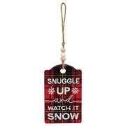 Cozy Merry Christmas Plaid Gift Tag Ornament  (4 Count Assortment)