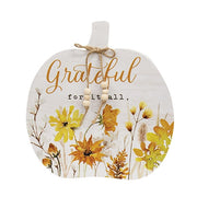 Golden Fall Wildflower Wooden Pumpkin Sitter  (2 Count Assortment)