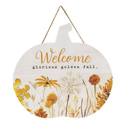 Welcome Glorious Golden Fall Hanging Pumpkin Sign