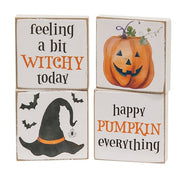Pumpkin Everything 2" Square Block  (4 Count Assortment)