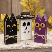 Wooden Primitive Halloween Friend Block Sitters (Set of 3)