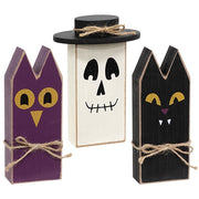 Wooden Primitive Halloween Friend Block Sitters (Set of 3)