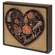 Thankful Fall Layered Heart & Burlap Box Sign