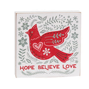 Winter Floral Dove Hope Box Sign  (2 Count Assortment)