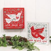 Winter Floral Dove Hope Box Sign  (2 Count Assortment)