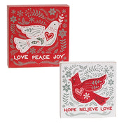 Winter Floral Dove Hope Box Sign  (2 Count Assortment)