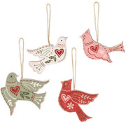 Wooden Yuletide Folklore Bird Ornaments (Set of 4)