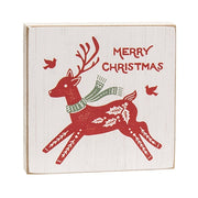 Yuletide Peace Reindeer Square Block Sign  (2 Count Assortment)