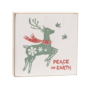 Yuletide Peace Reindeer Square Block Sign  (2 Count Assortment)